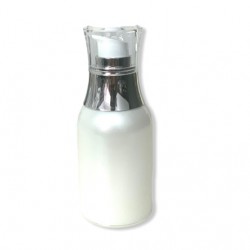 Φιάλη airless 50ml λευκή με αντία κρέμας με διάφανο καπάκι 