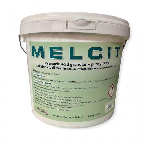 MELCIT 5kg σε σκόνη σταθεροποιητής χλωρίου (CYANURIC ACID GRANULAR 99%)  