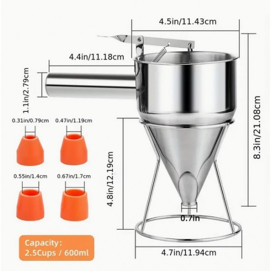 ΑΝΟΞΕΙΔΩΤΟ ΕΡΓΑΛΕΙΟ ΓΕΜΙΣΜΑΤΟΣ (ΧΩΝΙ) 600ml ΓΙΑ ΚΕΡΙΑ ΚΑΙ ΣΑΠΟΥΝΙΑ  με διαμέτρο απόληξης 18mm